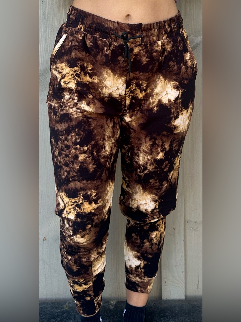 Tie-Dye Black & Brown Kids Jogger Bottoms